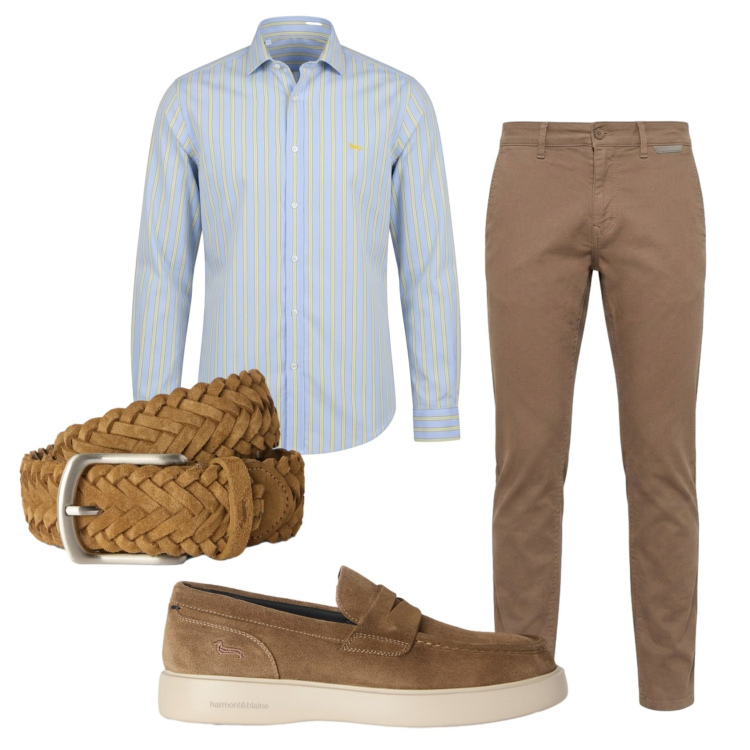 Outfit uomo - Total look #2452535. Stile Business/Elegante per Serata speciale. Abbinamento con pantaloni, camicie, cinture, scarpe stringate.