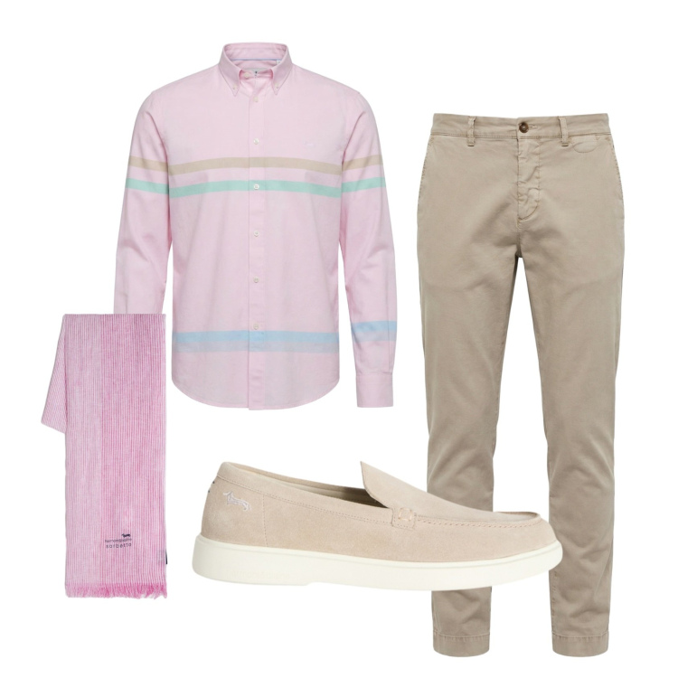 Outfit uomo - Total look #2452539. Stile Business/Elegante per Serata speciale. Abbinamento con pantaloni chino, scarpe stringate, sciarpe, camicie.
