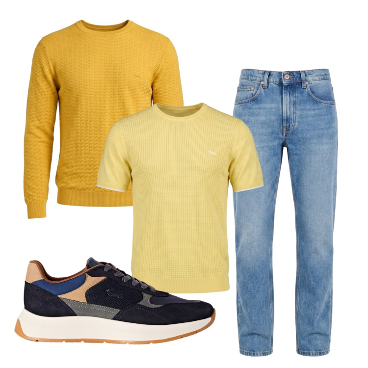 Outfit uomo - Total look #2452548. Stile Casual per Tutti i giorni. Abbinamento con t-shirt, jeans, pullovers, sneakers.