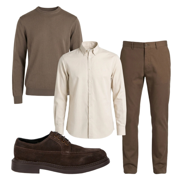 Outfit uomo - Total look #2452551. Stile Business/Elegante per Ufficio. Abbinamento con camicie, pantaloni, maglieria, scarpe stringate.