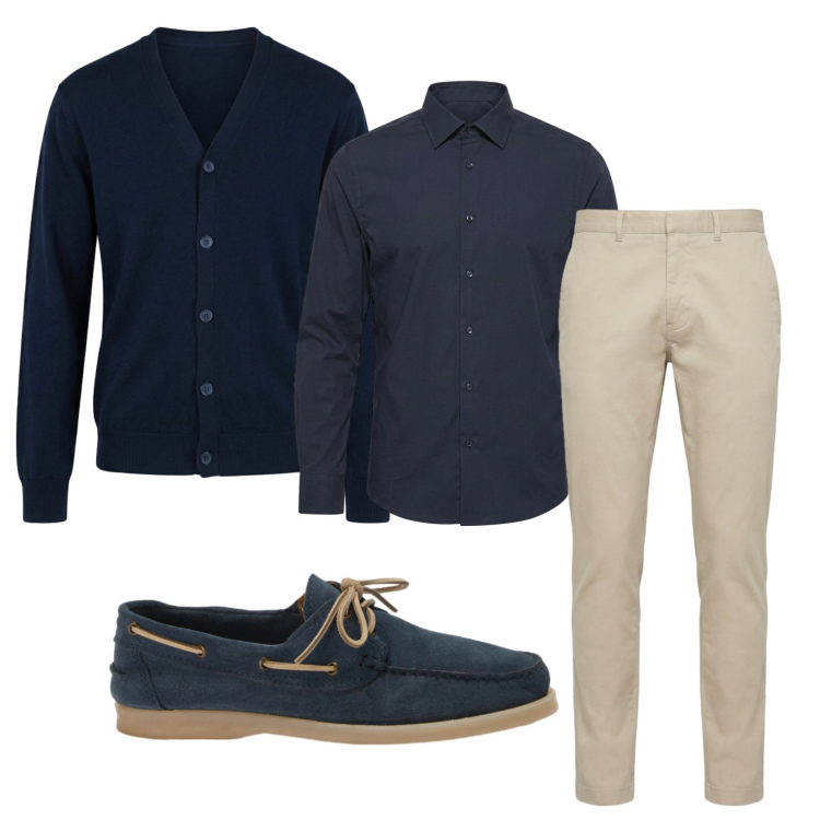 Outfit uomo - Total look #2452554. Stile Business/Elegante per Serata speciale. Abbinamento con scarpe stringate, pantaloni, cardigans, camicie.