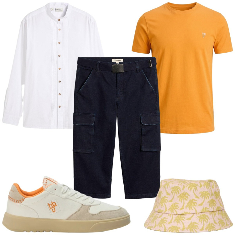 Outfit uomo - Total look #2452565. Stile Trendy per Tutti i giorni. Abbinamento con camicie, jeans, sneakers, t-shirt, cappelli con visiera.