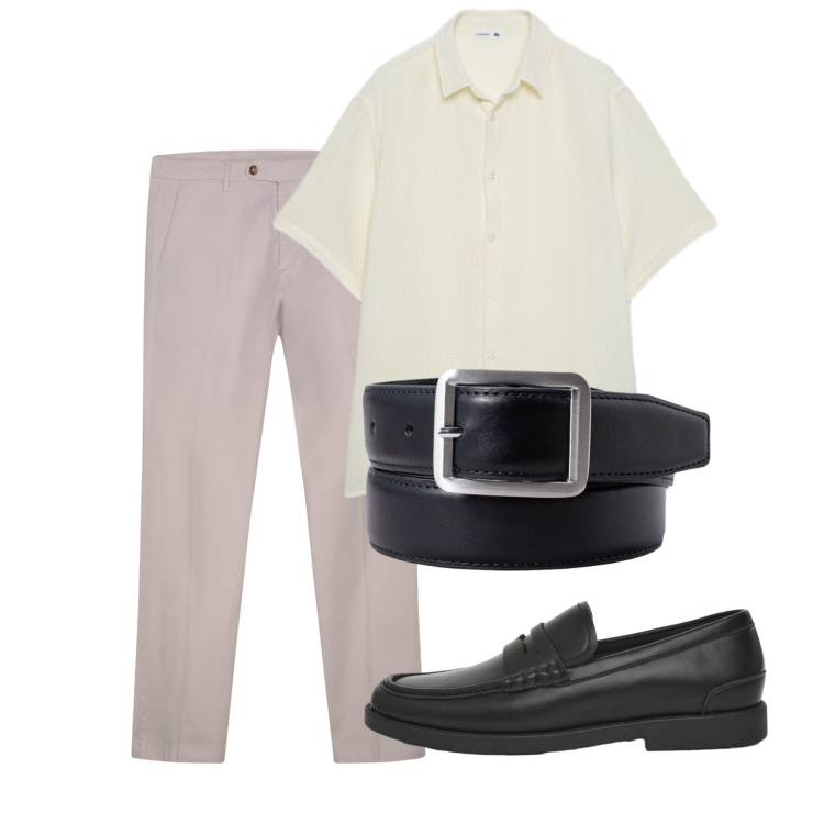 Outfit uomo - Total look #2452578. Stile Casual per Tutti i giorni. Abbinamento con camicie a manica corta, scarpe stringate, pantaloni chino, cinture.