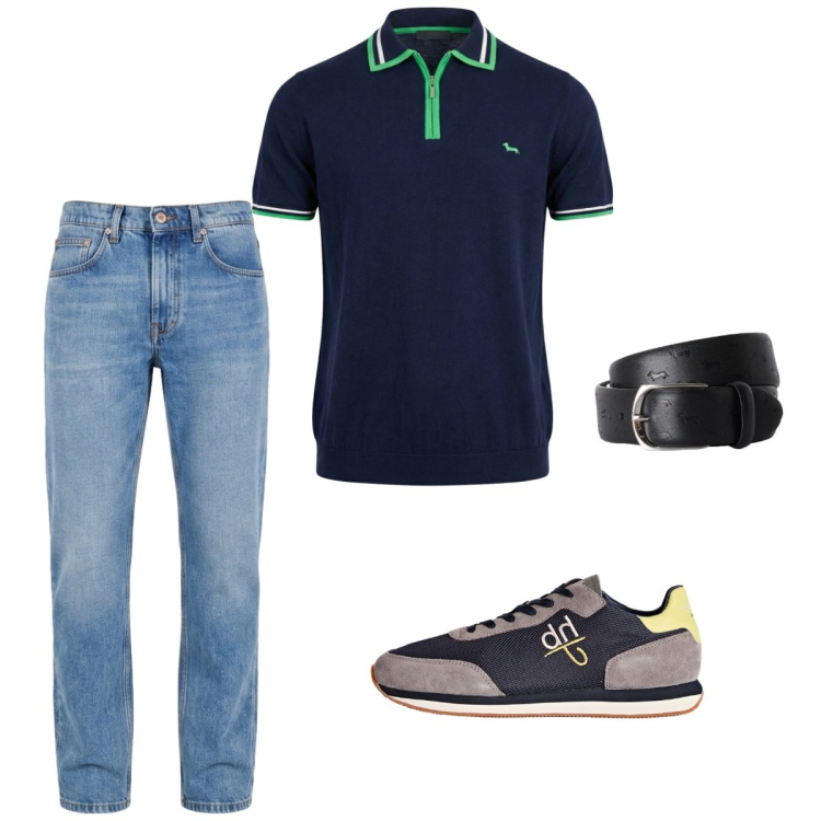 Outfit uomo - Total look #2452580. Stile Casual per Tutti i giorni. Abbinamento con jeans, polo, cinture, sneakers.