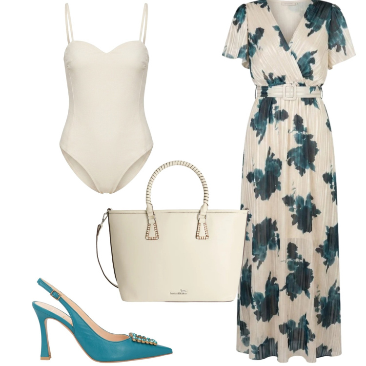 Outfit donna - Total look #2452588. Stile Bon Ton per Cerimonia. Abbinamento con décolleté, shopping bag, vestiti lunghi, body.