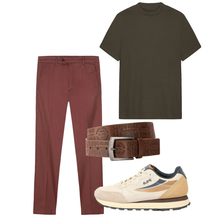 Outfit uomo - Total look #2452590. Stile Casual per Tutti i giorni. Abbinamento con cinture, sneakers, pantaloni chino, t-shirt.
