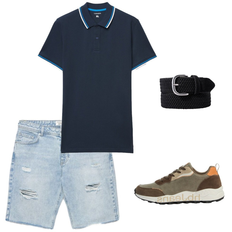 Outfit uomo - Total look #2452592. Stile Casual per Tutti i giorni. Abbinamento con sneakers, shorts, polo, cinture.