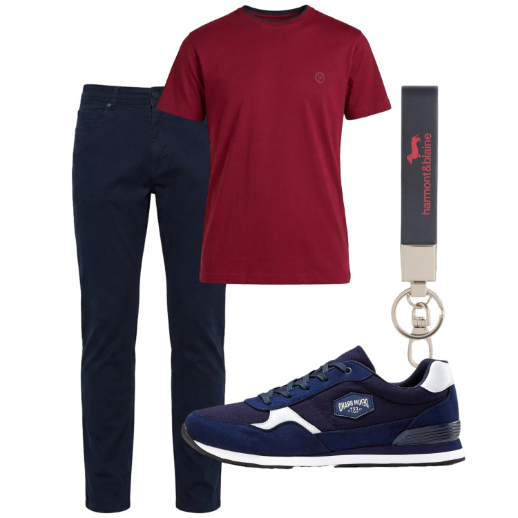 Outfit uomo - Ti conosco mascherina. Stile Casual per Tutti i giorni. Abbinamento con sneakers, t-shirt, pantaloni, portachiavi.