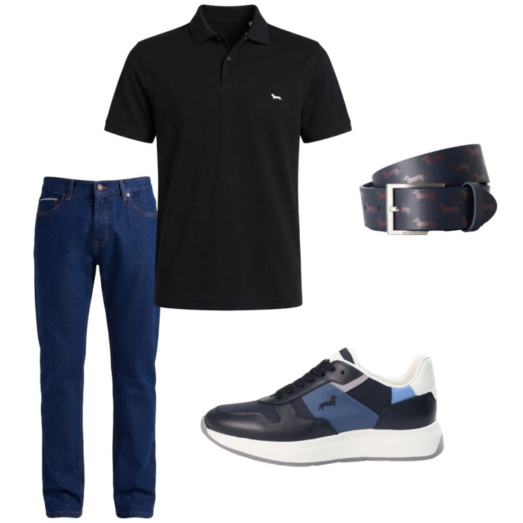 Outfit uomo - Total look #2452604. Stile Casual per Tutti i giorni. Abbinamento con polo, sneakers, jeans, cinture.