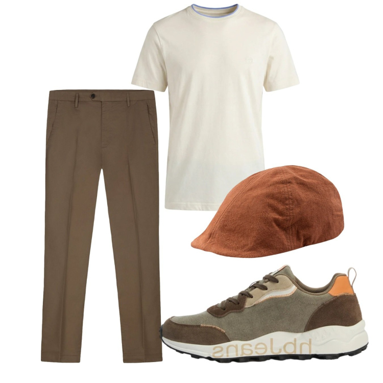 Outfit uomo - Total look #2452605. Stile Casual per Tutti i giorni. Abbinamento con sneakers, t-shirt, cappelli con visiera, pantaloni.