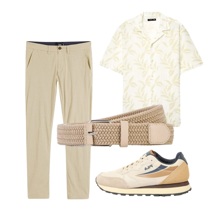 Outfit uomo - Total look #2452611. Stile Casual per Tutti i giorni. Abbinamento con pantaloni chino, cinture, sneakers, camicie a manica corta.