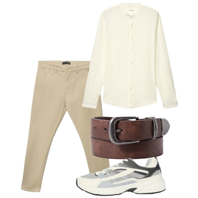 Outfit uomo - Total look #2452613. Stile Casual per Tutti i giorni. Abbinamento con sneakers, camicie, pantaloni chino, cinture.