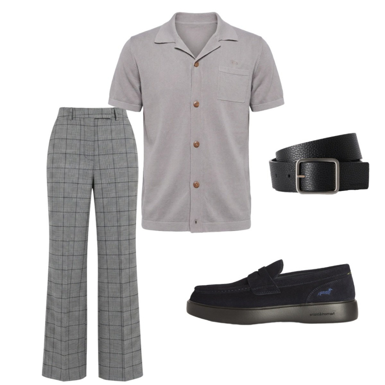 Outfit uomo - Total look #2452615. Stile Casual per Tutti i giorni. Abbinamento con camicie a manica corta, scarpe stringate, cinture, pantaloni.