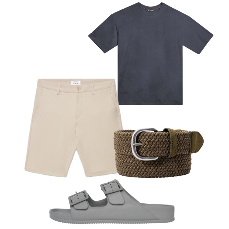 Outfit uomo - Total look #2452618. Stile Casual per Tutti i giorni. Abbinamento con sandali, shorts, cinture, t-shirt.