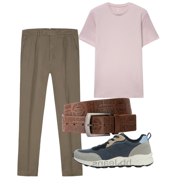 Outfit uomo - Total look #2452619. Stile Casual per Tutti i giorni. Abbinamento con cinture, sneakers, t-shirt, pantaloni.