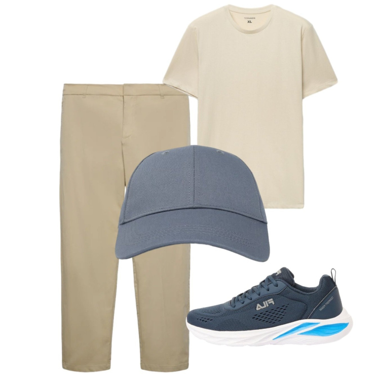 Outfit uomo - Total look #2452624. Stile Casual per Tutti i giorni. Abbinamento con sneakers, cappelli con visiera, t-shirt, pantaloni chino.