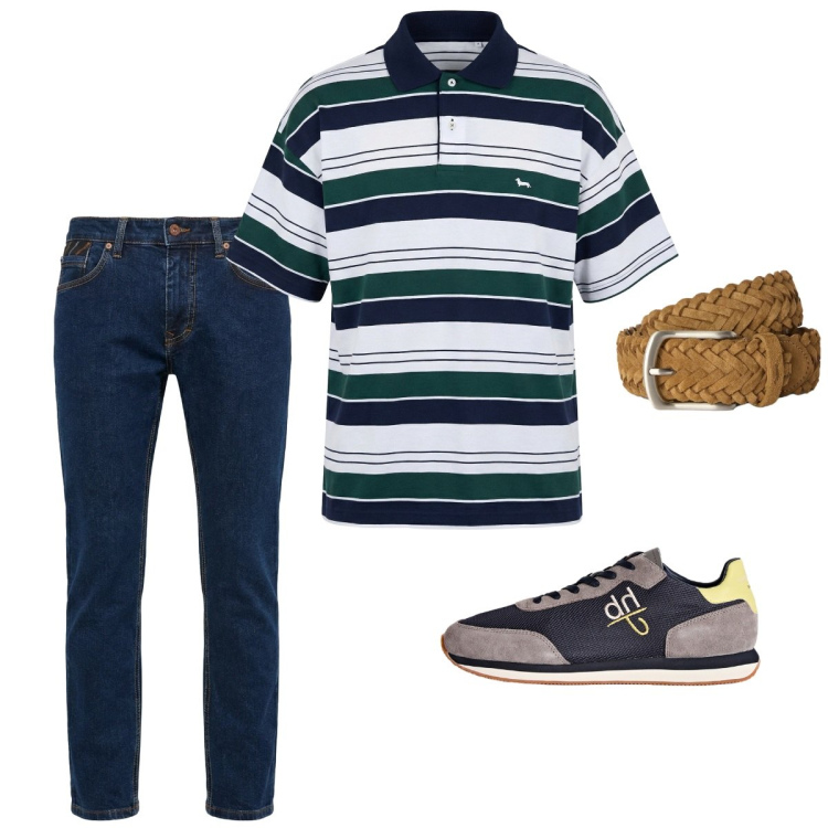 Outfit uomo - Total look #2452625. Stile Casual per Tutti i giorni. Abbinamento con pantaloni, polo, cinture, sneakers.