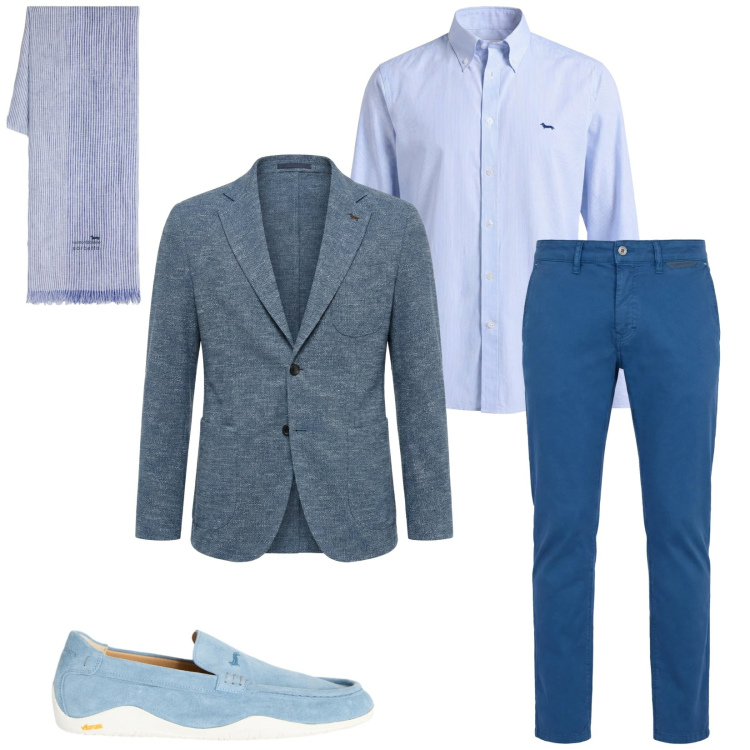 Outfit uomo - Total look #2452633. Stile Business/Elegante per Ufficio. Abbinamento con pantaloni, scarpe stringate, camicie, sciarpe, giacche.