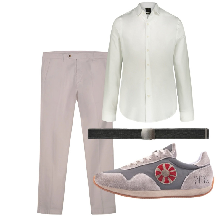 Outfit uomo - Total look #2452649. Stile Casual per Tutti i giorni. Abbinamento con cinture, camicie, pantaloni chino, sneakers.