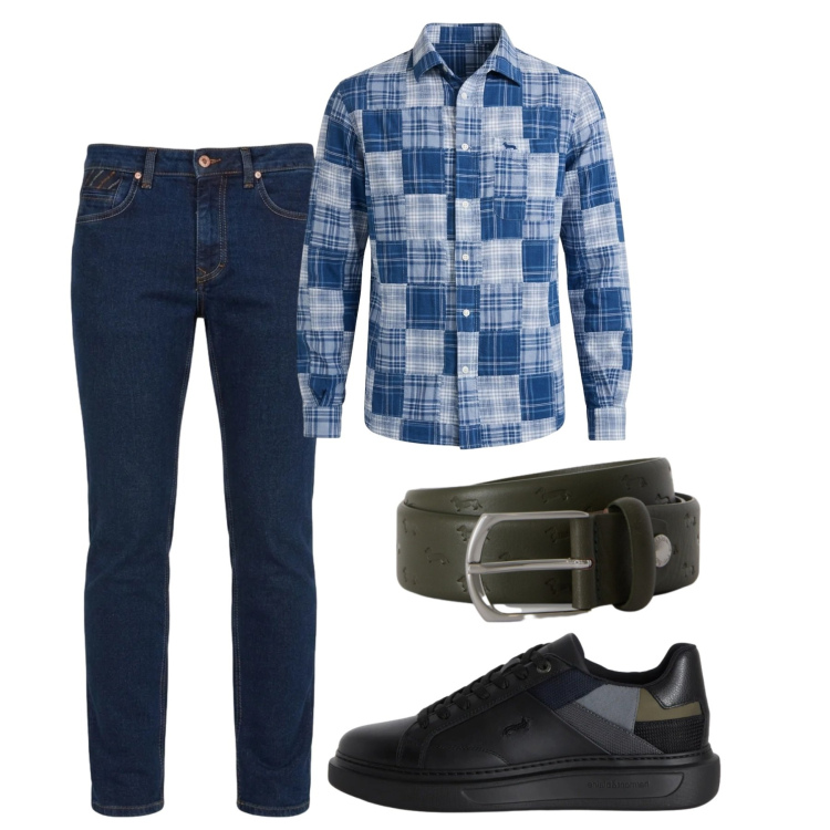 Outfit uomo - Total look #2452651. Stile Casual per Tutti i giorni. Abbinamento con sneakers, jeans, camicie, cinture.