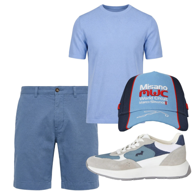 Outfit uomo - Total look #2452655. Stile Casual per Tutti i giorni. Abbinamento con sneakers, bermuda, t-shirt, cappelli.
