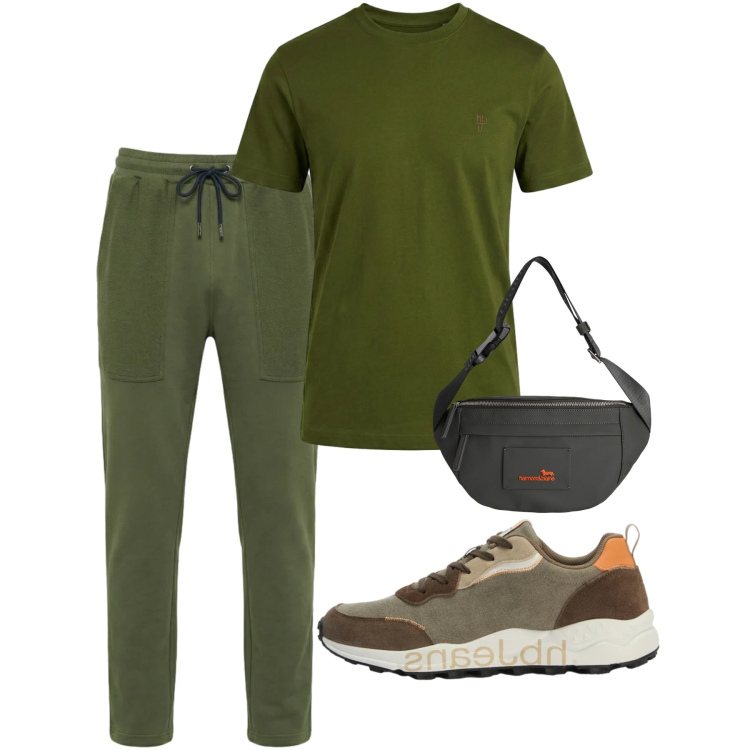 Outfit uomo - Total look #2452657. Stile Casual per Tutti i giorni. Abbinamento con borse sportive, pantaloni, t-shirt, sneakers.