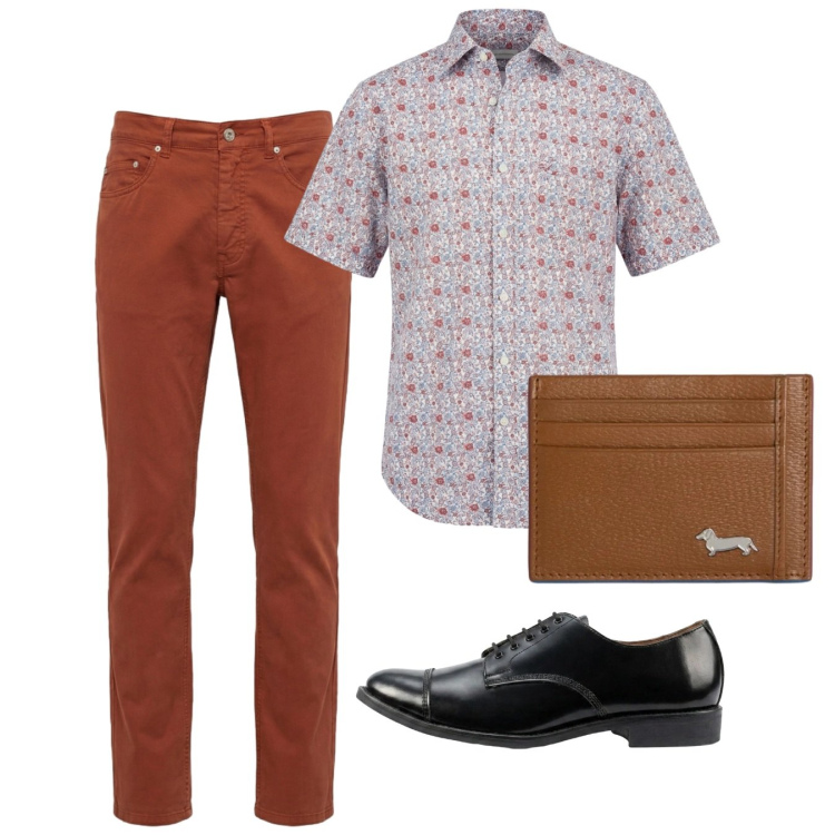 Outfit uomo - Total look #2452659. Stile Casual per Tutti i giorni. Abbinamento con pantaloni, camicie a manica corta, portafogli, scarpe stringate.