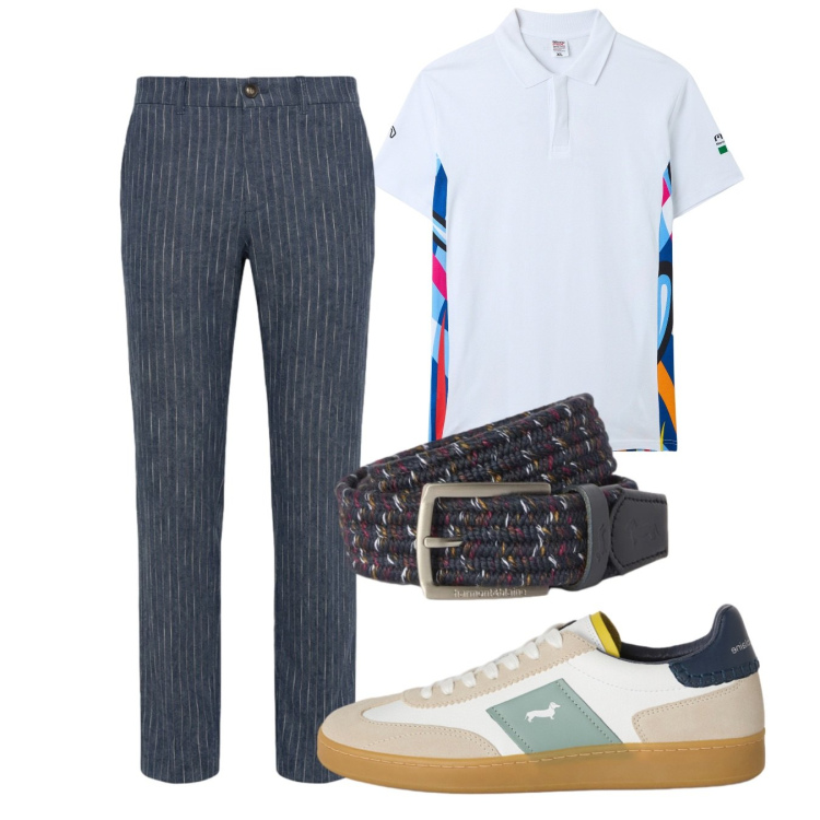 Outfit uomo - Total look #2452671. Stile Casual per Tutti i giorni. Abbinamento con sneakers, pantaloni, cinture, polo.