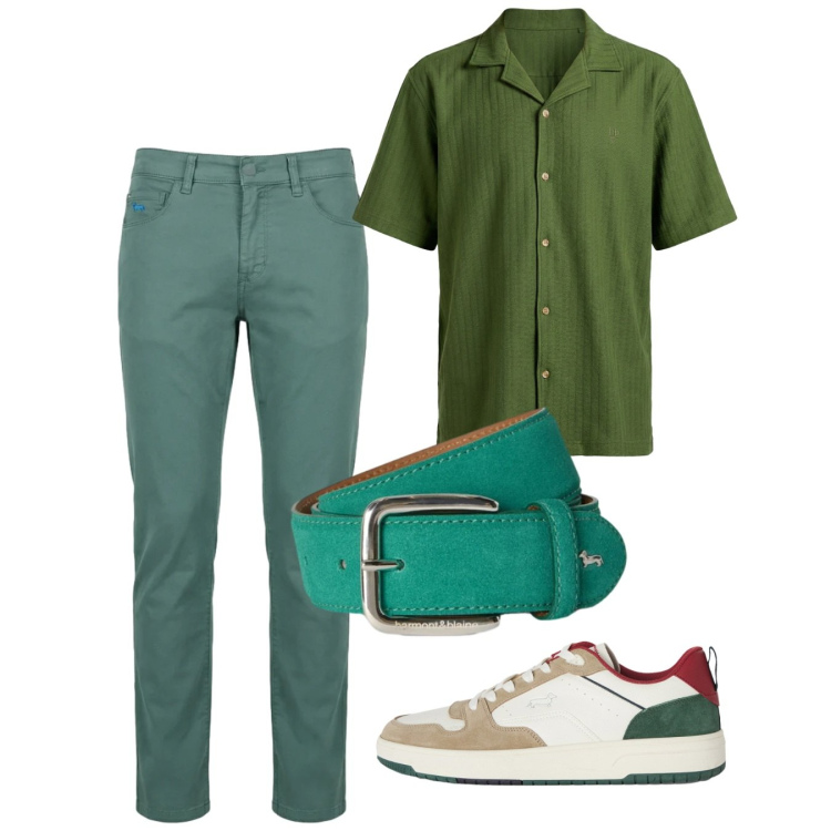 Outfit uomo - Total look #2452676. Stile Casual per Tutti i giorni. Abbinamento con sneakers, pantaloni, camicie a manica corta, cinture.