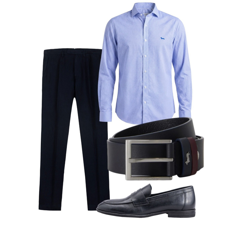 Outfit uomo - Total look #2452682. Stile Casual per Tutti i giorni. Abbinamento con camicie, cinture, pantaloni, scarpe stringate.