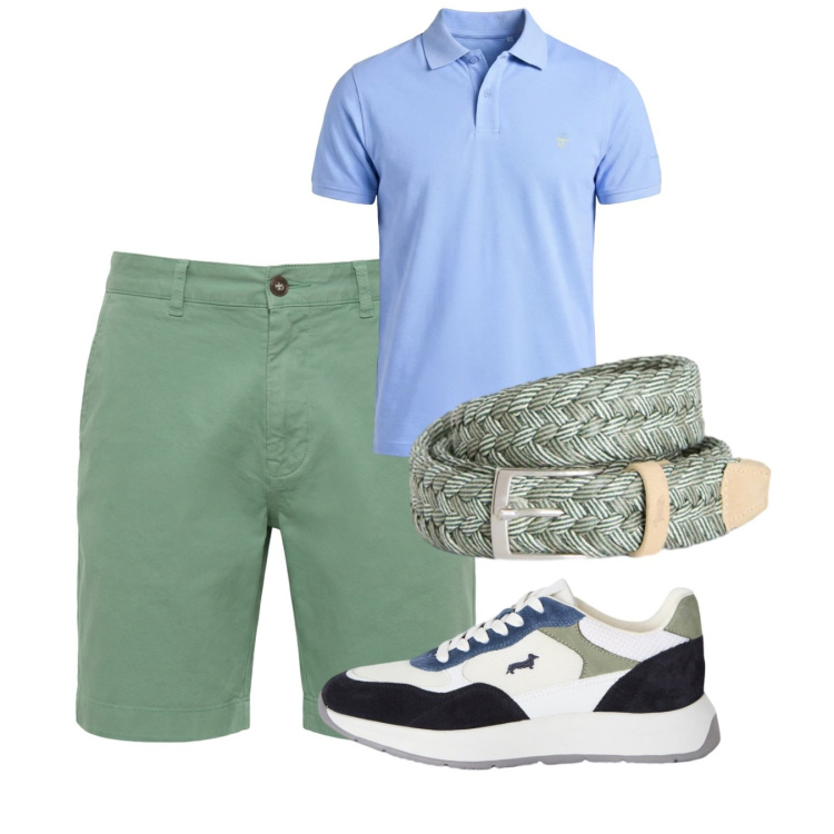 Outfit uomo - Total look #2452686. Stile Casual per Tutti i giorni. Abbinamento con sneakers, polo, bermuda, cinture.