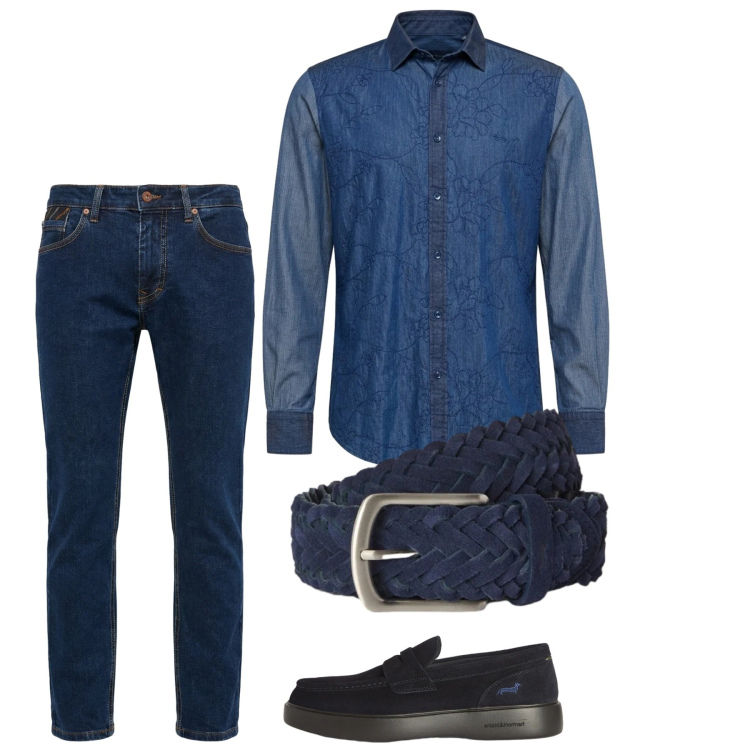 Outfit uomo - Total look #2452687. Stile Casual per Tutti i giorni. Abbinamento con pantaloni, camicie, scarpe stringate, cinture.