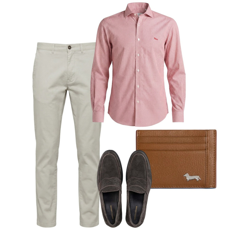 Outfit uomo - Total look #2452691. Stile Casual per Tutti i giorni. Abbinamento con camicie, pantaloni, portafogli, scarpe stringate.