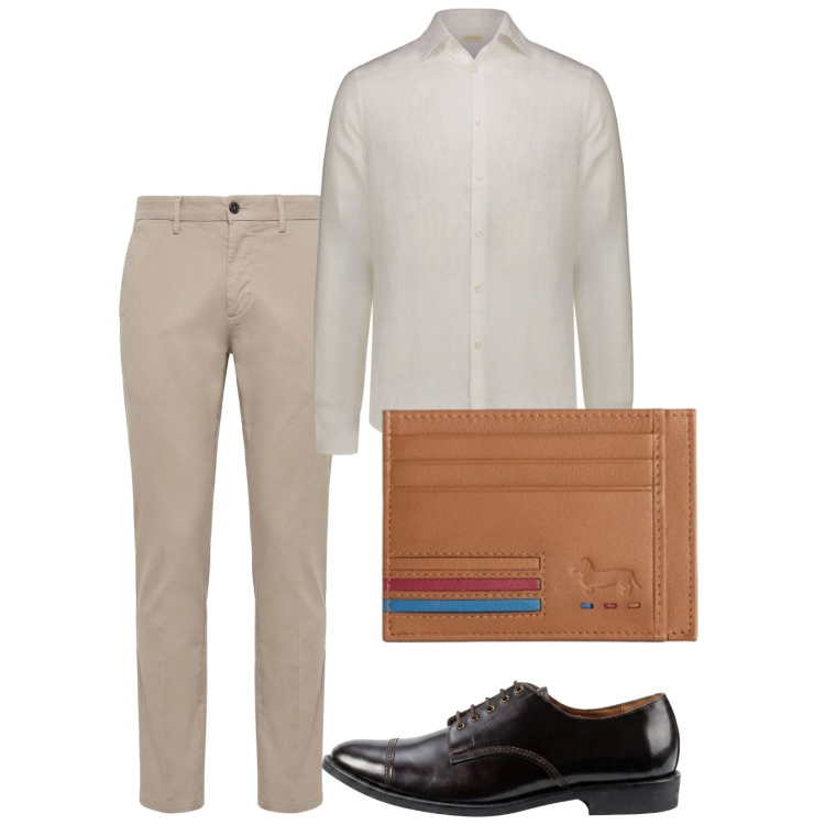 Outfit uomo - Total look #2452696. Stile Casual per Tutti i giorni. Abbinamento con pantaloni, portafogli, camicie, scarpe stringate.