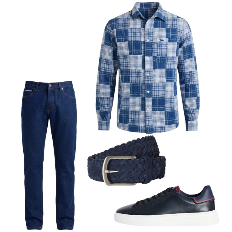 Outfit uomo - Total look #2452699. Stile Casual per Tutti i giorni. Abbinamento con jeans, sneakers, camicie, cinture.