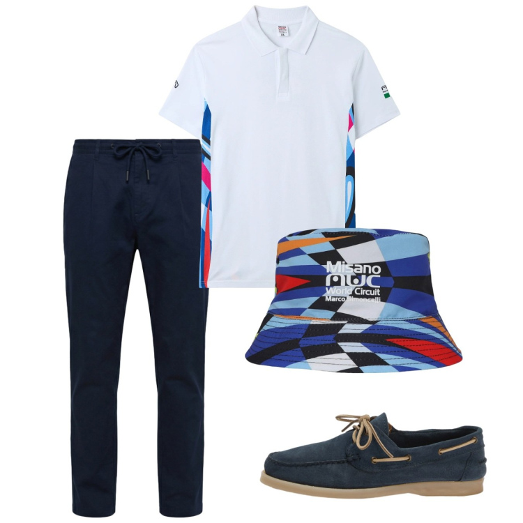 Outfit uomo - Total look #2452700. Stile Casual per Tutti i giorni. Abbinamento con pantaloni, scarpe stringate, polo, cappelli.