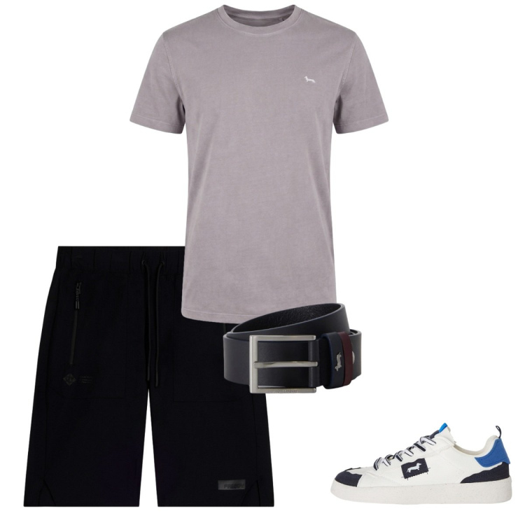 Outfit uomo - Total look #2452703. Stile Casual per Tutti i giorni. Abbinamento con sneakers, t-shirt, cinture, bermuda.