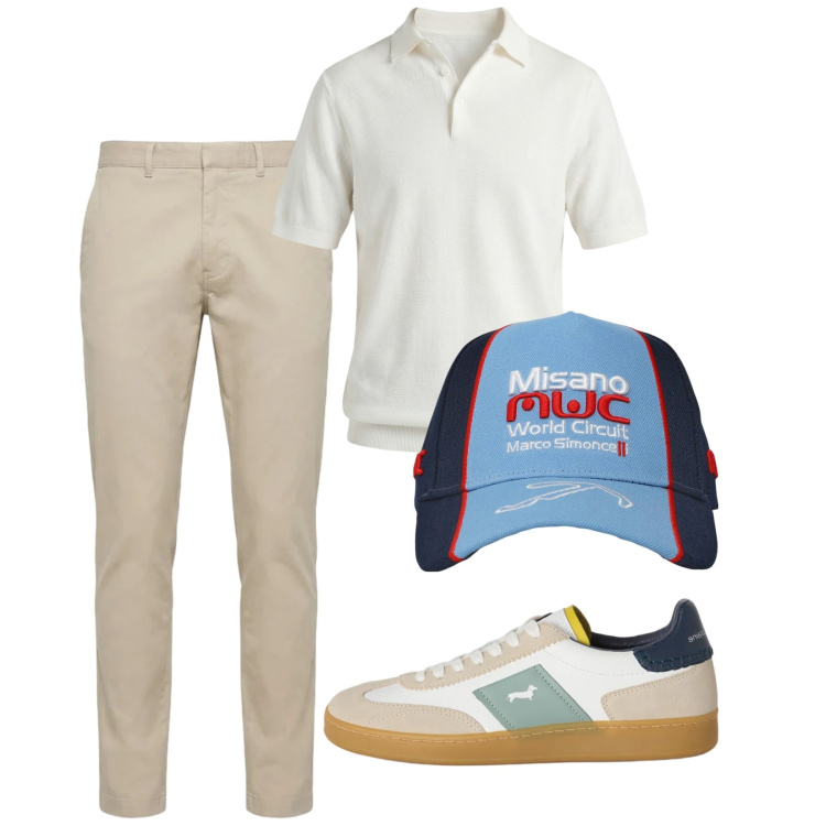 Outfit uomo - Total look #2452708. Stile Casual per Tutti i giorni. Abbinamento con pantaloni, polo, sneakers, cappelli.