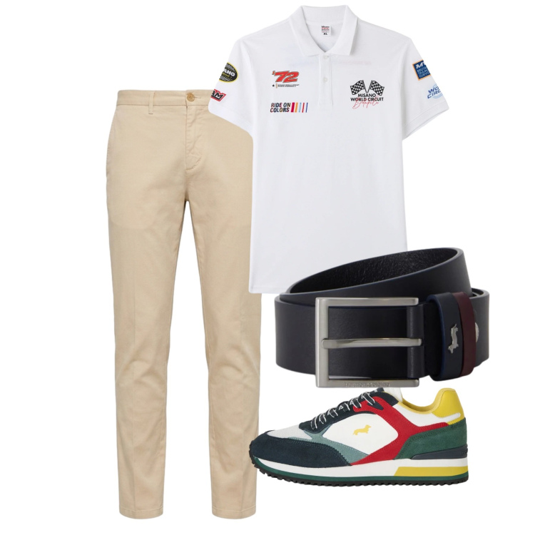 Outfit uomo - Total look #2452711. Stile Casual per Tutti i giorni. Abbinamento con sneakers, pantaloni chino, cinture, polo.