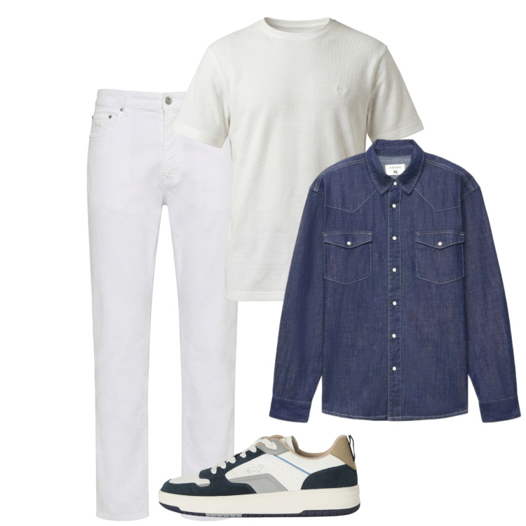 Outfit uomo - Total look #2452716. Stile Casual per Tutti i giorni. Abbinamento con pantaloni, t-shirt, sneakers, camicie.