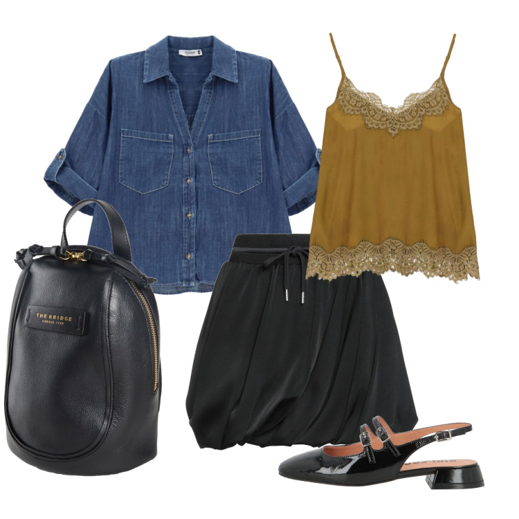 Outfit donna - Agosto. Stile Bon Ton per Tutti i giorni. Abbinamento con zaini, minigonne, ballerine, camicie, top.