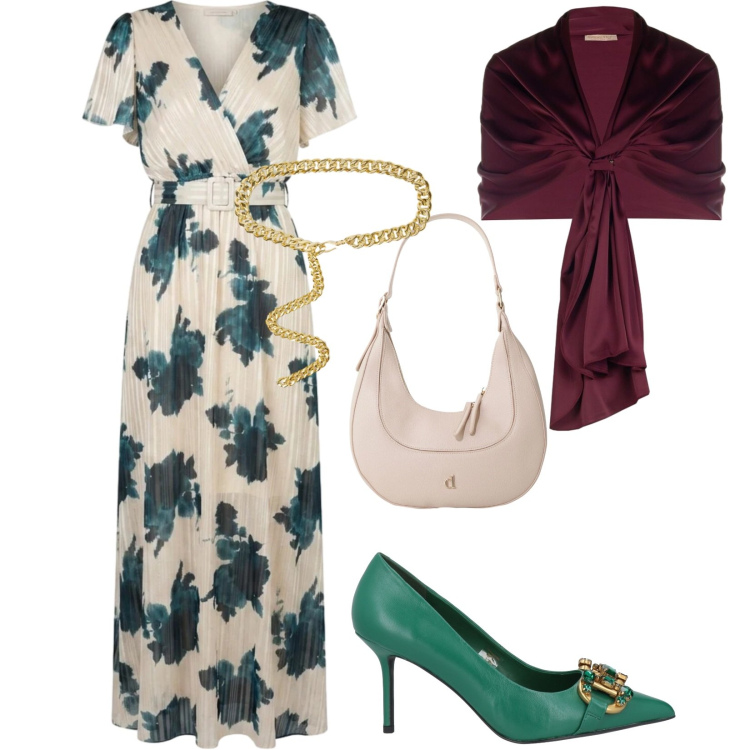 Outfit donna - Invitata speciale. per Cerimonia. Abbinamento con décolleté, vestiti lunghi, cinture, borse a tracolla, stole.