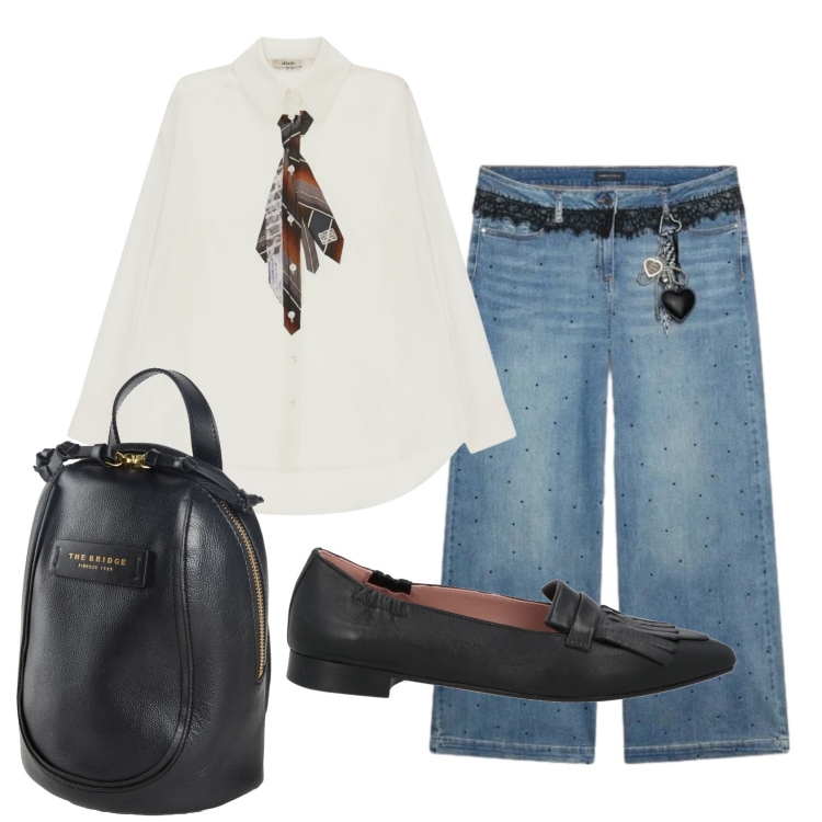 Outfit donna - Total look #2452773. Stile Trendy per Ufficio. Abbinamento con mocassini, zaini, camicie, jeans.