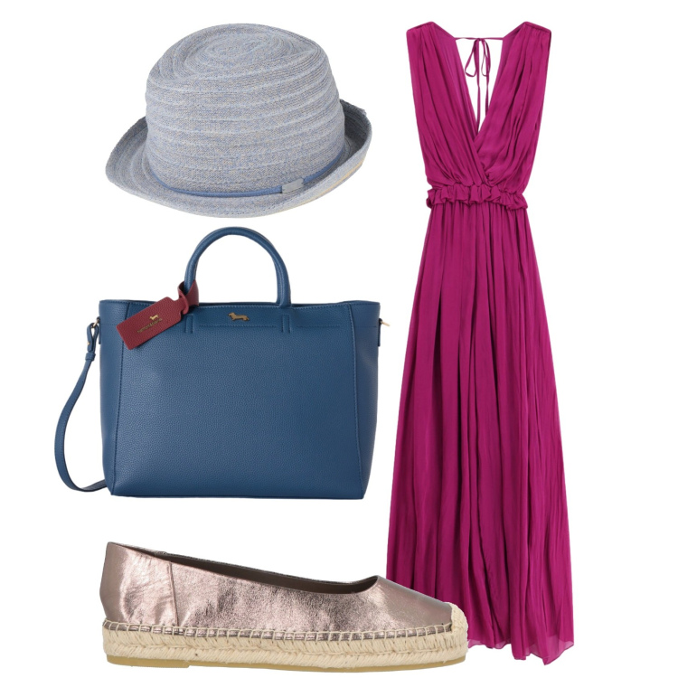 Outfit donna - Total look #2452780. Stile Glamour per Ufficio. Abbinamento con cappelli, espadrillas, borse a mano, tute.