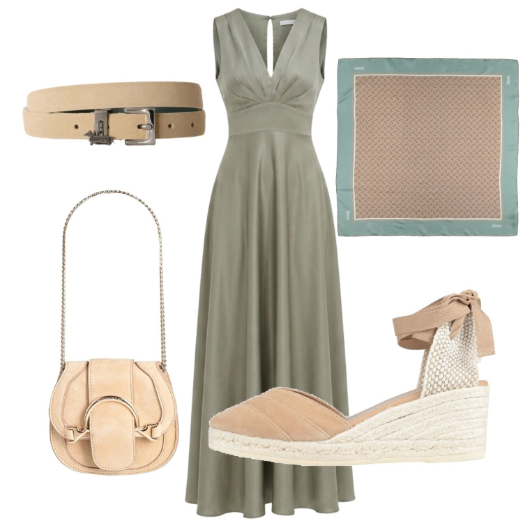 Outfit donna - Total look #2452785. Stile Casual chic per Tutti i giorni. Abbinamento con espadrillas, marsupi, sciarpe, cinture, vestiti lunghi.