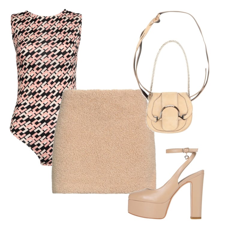 Outfit donna - Total look #2452806. Stile Casual chic per Serata fuori. Abbinamento con marsupi, minigonne, décolleté, body.
