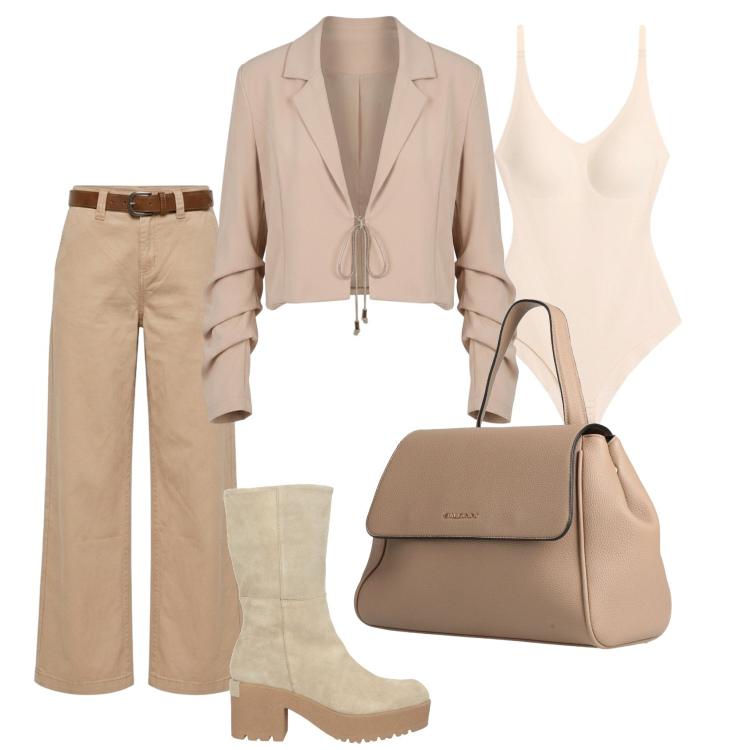 Outfit donna - Total look #2452812. Stile Chic per Cerimonia. Abbinamento con zaini, stivaletti, body, pantaloni, top.