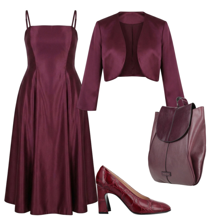 Outfit donna - Total look #2452820. Stile Glamour per Cerimonia. Abbinamento con décolleté, zaini, vestiti midi/longuette, bolero.