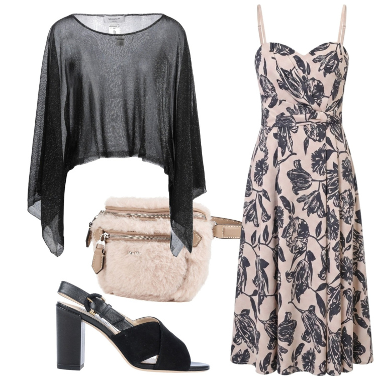 Outfit donna - Serata fashion. Stile Urban per Serata fuori. Abbinamento con pullovers, marsupi, sandali in pelle, vestiti midi/longuette.