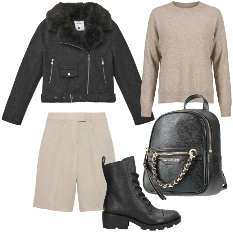 Outfit donna - Motocicletta d\'estate. Stile Casual per Tutti i giorni. Abbinamento con zaini, stivaletti, bermuda, giacche, maglieria.